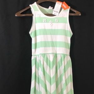 NWT Gymboree Green White Striped Girls Dress sz 10